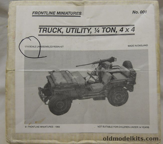 Frontline Miniatures 1/15 Truck Utility 1/4 Ton 4x4 Jeep, 001 plastic model kit